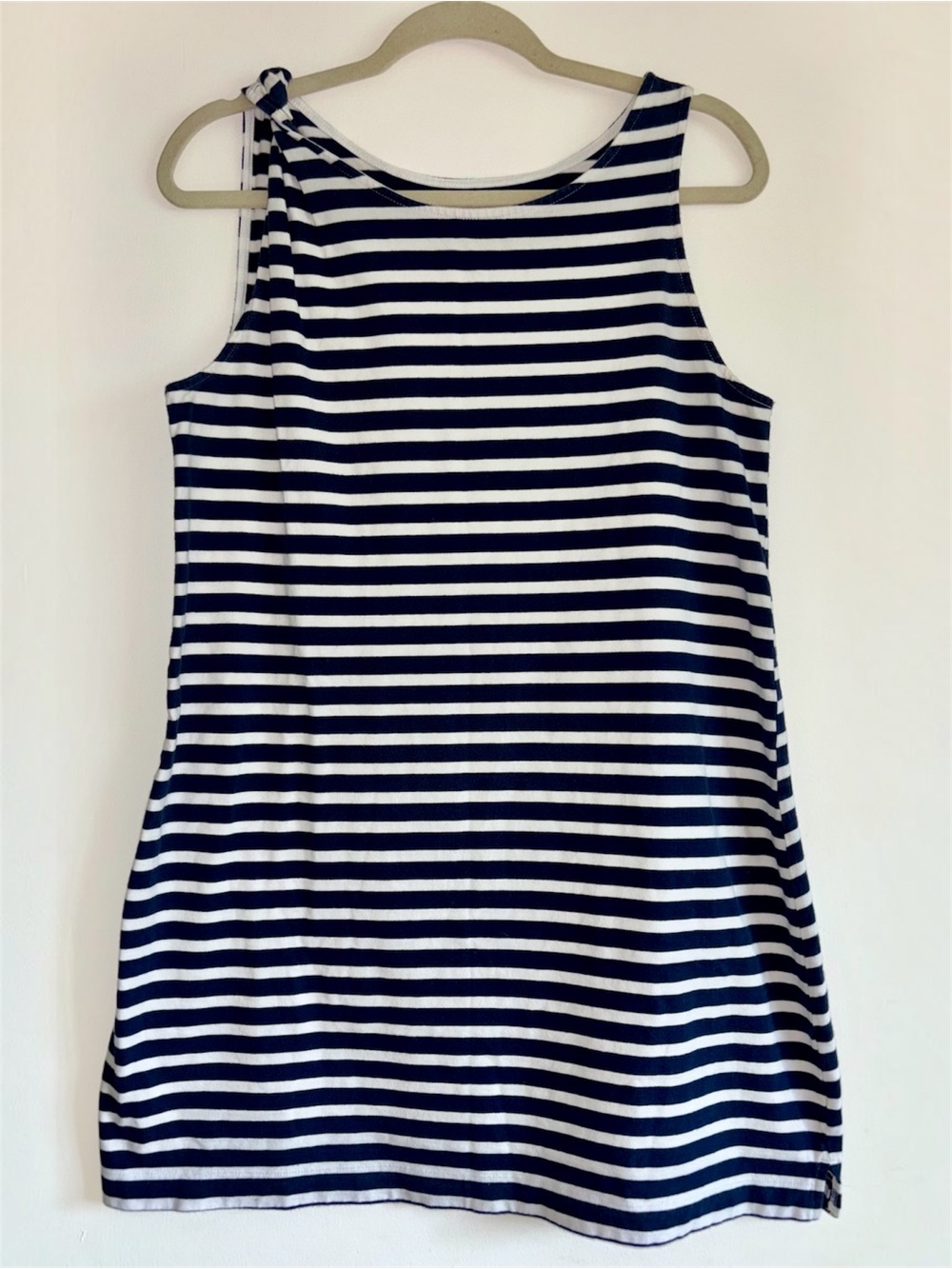 Free Assembly Navy White Striped Twist Shoulder Tank Dress Women’s Medium
